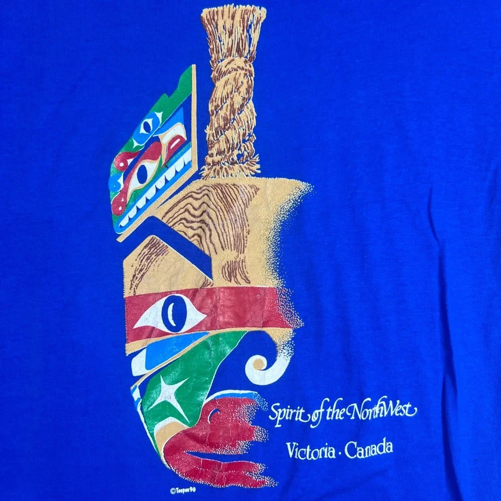 Vintage 1990 Spirit of the NorthWest Victoria Canada Blue Tshirt L Single Stitch